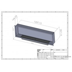 Biocamino da incasso mega 124 cm Unico Bruciatore con vetro