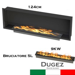 Biocamino da incasso mega 124 cm Unico Bruciatore con vetro