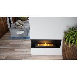 Bio-cheminée encastrable MEGA 124 cm- 6 kW ouverte du côté gauche